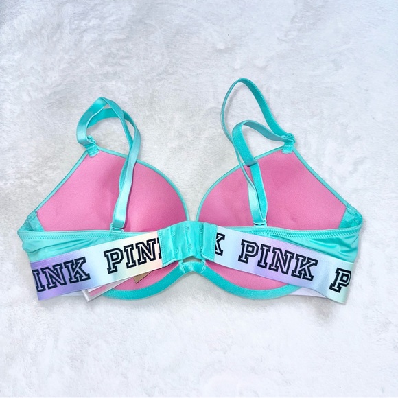 NWT! PINK Super Push-up Bra + Shortie Panty in Ice Teal - Picture 3 of 12